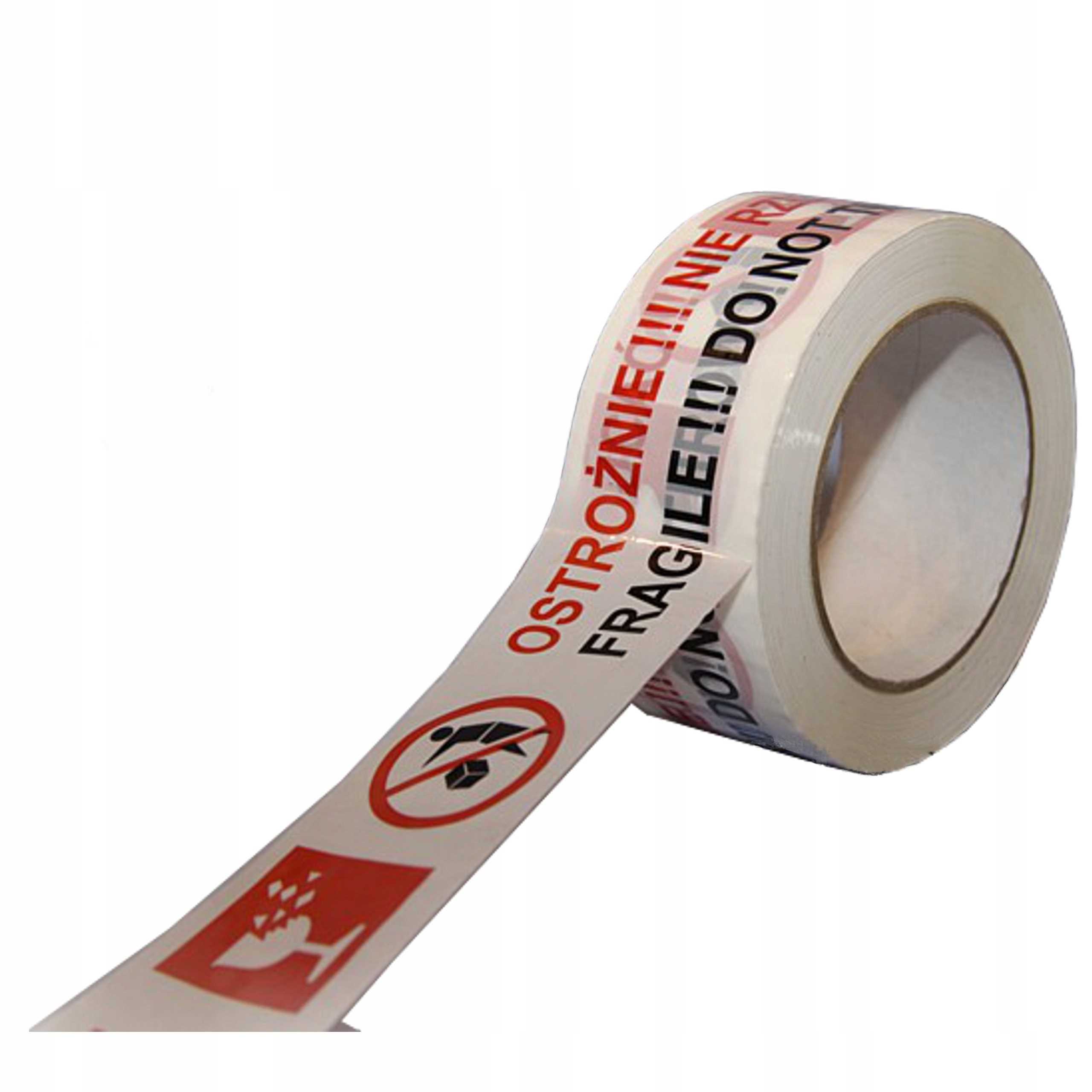 36x Taśma Pakowa Ostrożnie Nie Rzucać Extra Długa