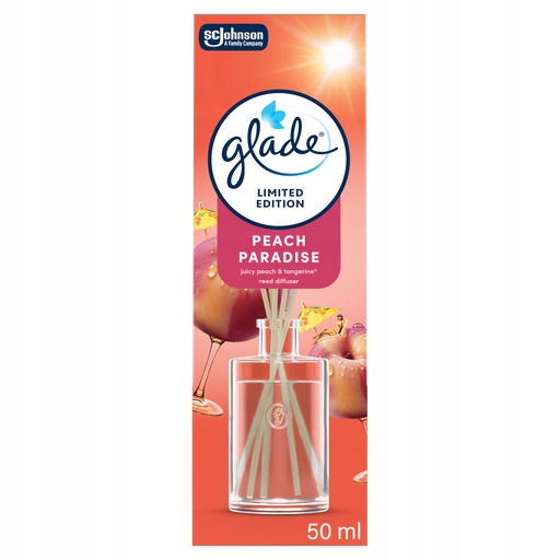 GLADE PACHNĄCE PATYCZKI ZAPACHOWE ODŚWIEŻACZ POWIETRZA PEACH PARADISE 50ML