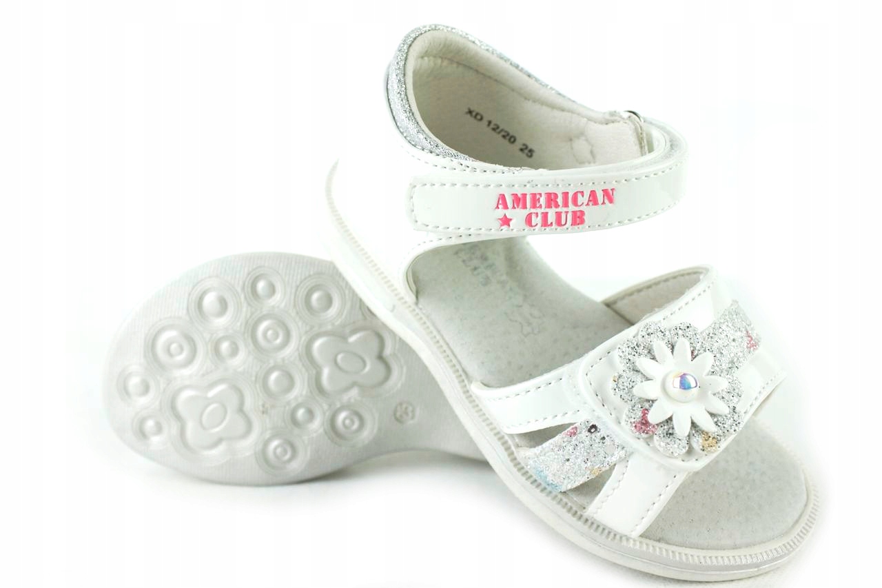 

American XD12 Białe Sandały Dziewczęce Rzepy r.26