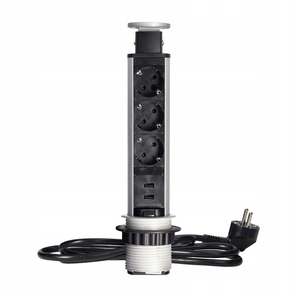 Zásuvka 6 cm 3x250 V s Usb nabíječkou a zámkem 1,8 m OR-AE-1349(GS)