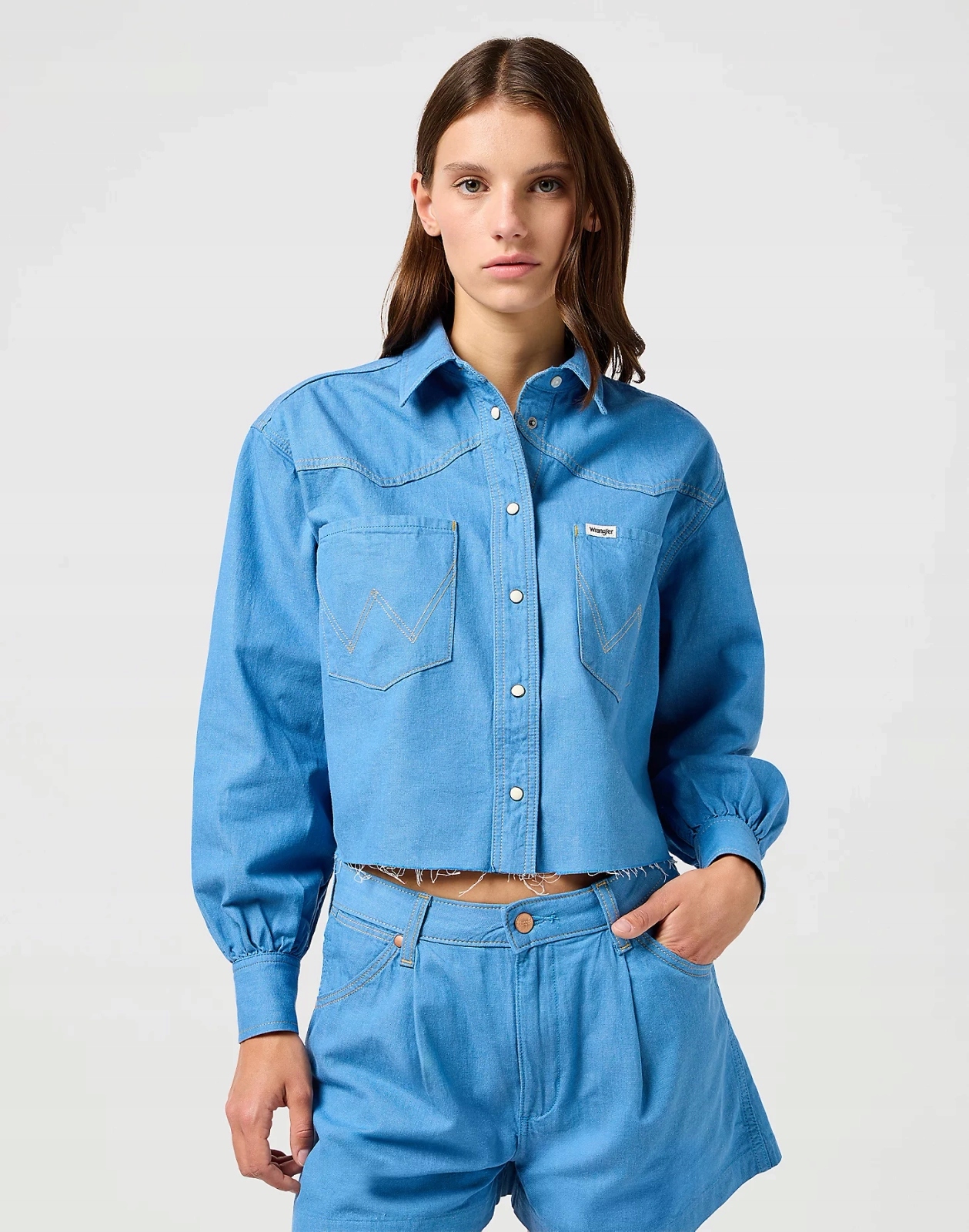 Džínová košile Wrangler Cut Off Shirt Cotton Candy Blue 112362980 L