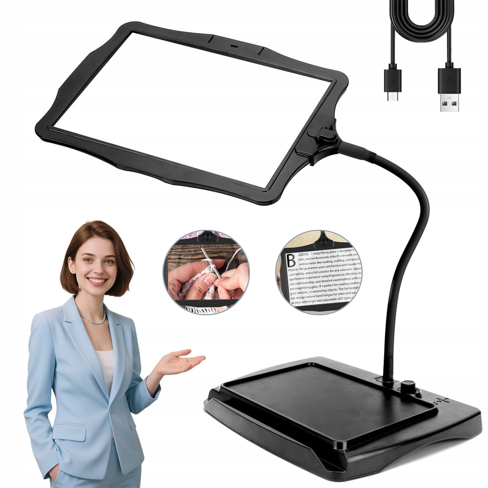 Stolní lupa s Led světlem, stmívatelné Sklo pro řemesla