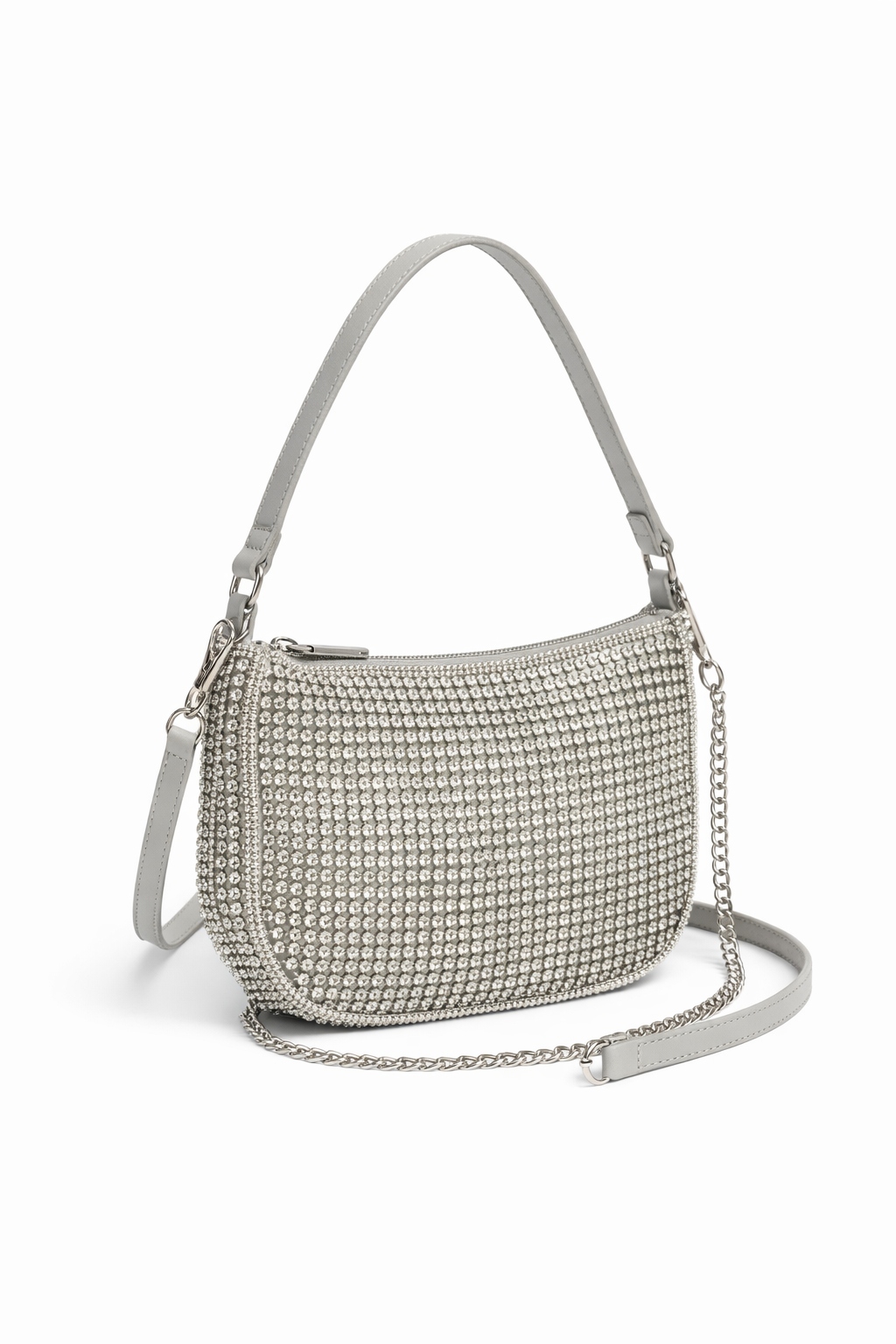 Aldo Stříbrná Klasická Kabelka Se Zirkony A Přívěskem 24,5 x 21 x 4 I4B