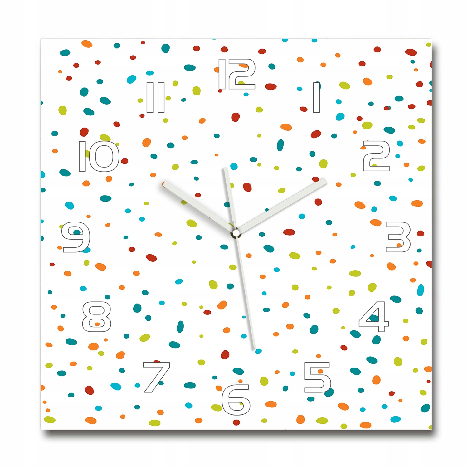 

Szklany duży zegar wiszący Kolorowe kropki 60x60cm