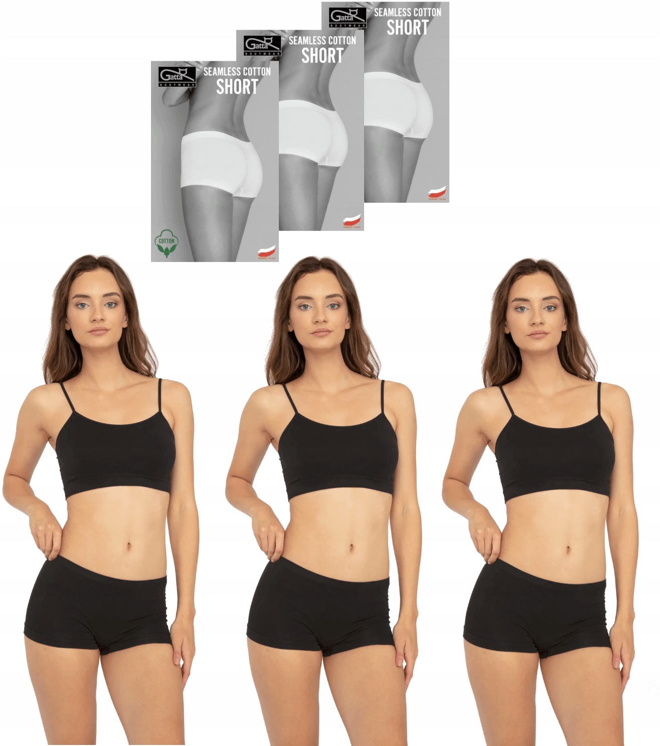 

Szorty Gatta Cotton Seamless | Trzypak |czarny| M