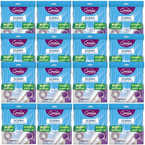 Gosia Ścierki z mikrofibry do mycia okien 16x2szt na sucho i na mokro