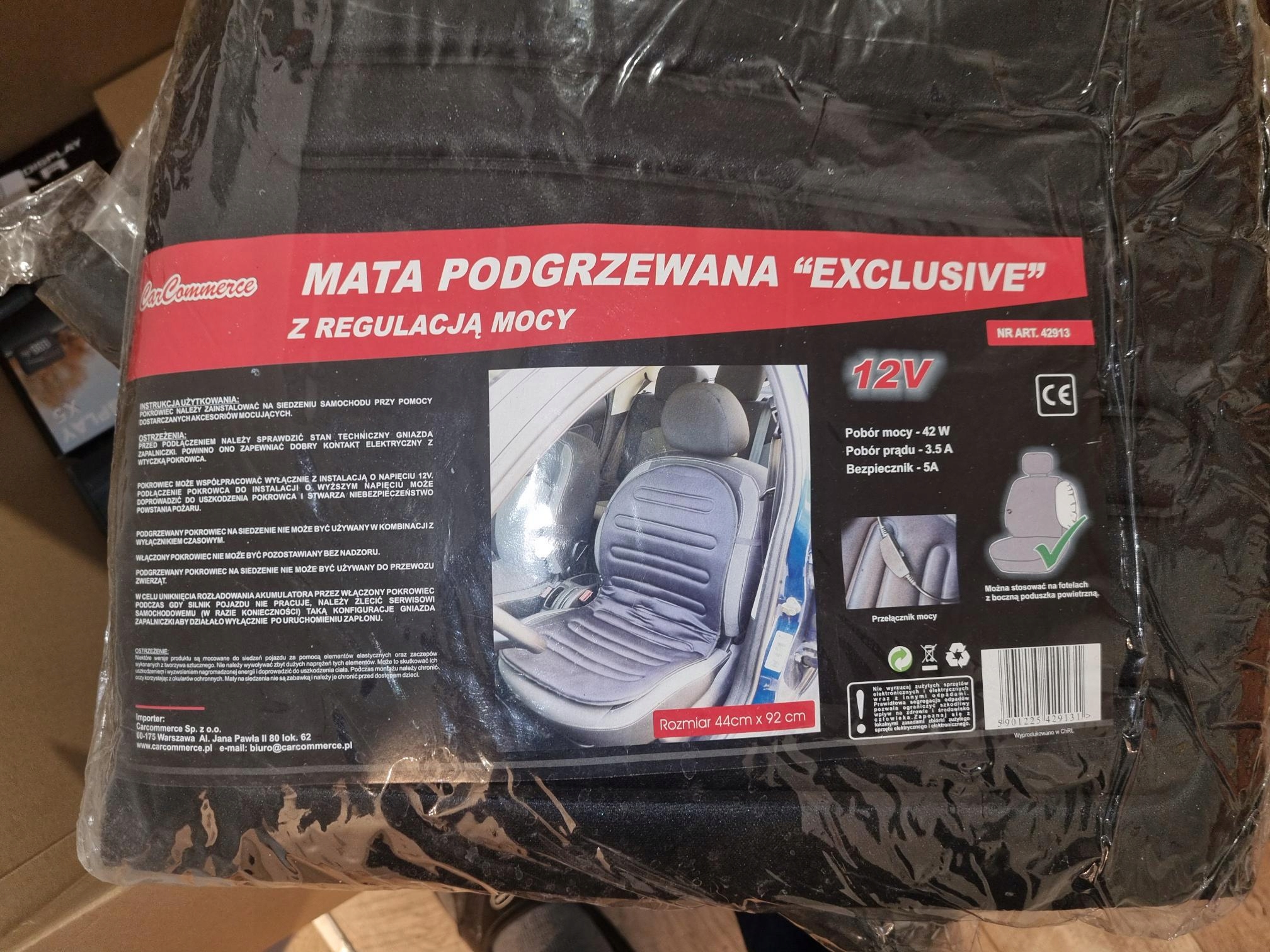 MATA GRZEWCZA NA FOTEL SIEDZENIE PODGRZEWANA 12V Z PILOTEM DO SAMOCHODU Stan opakowania oryginalne