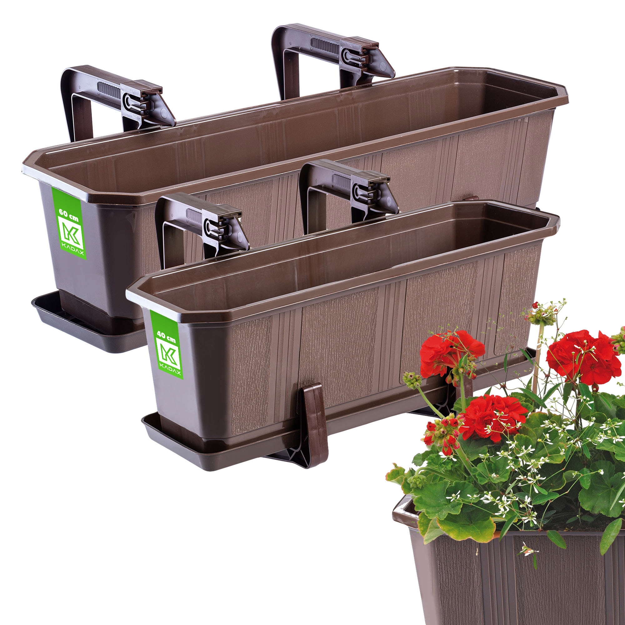 

Kadax Skrzynka Balkonowa 60+40cm Uchwyty Brązowa