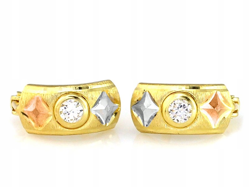 Zlaté náušnice 585 s anglickým zapínáním a zirkonem 1.59 g, módní pro ženy