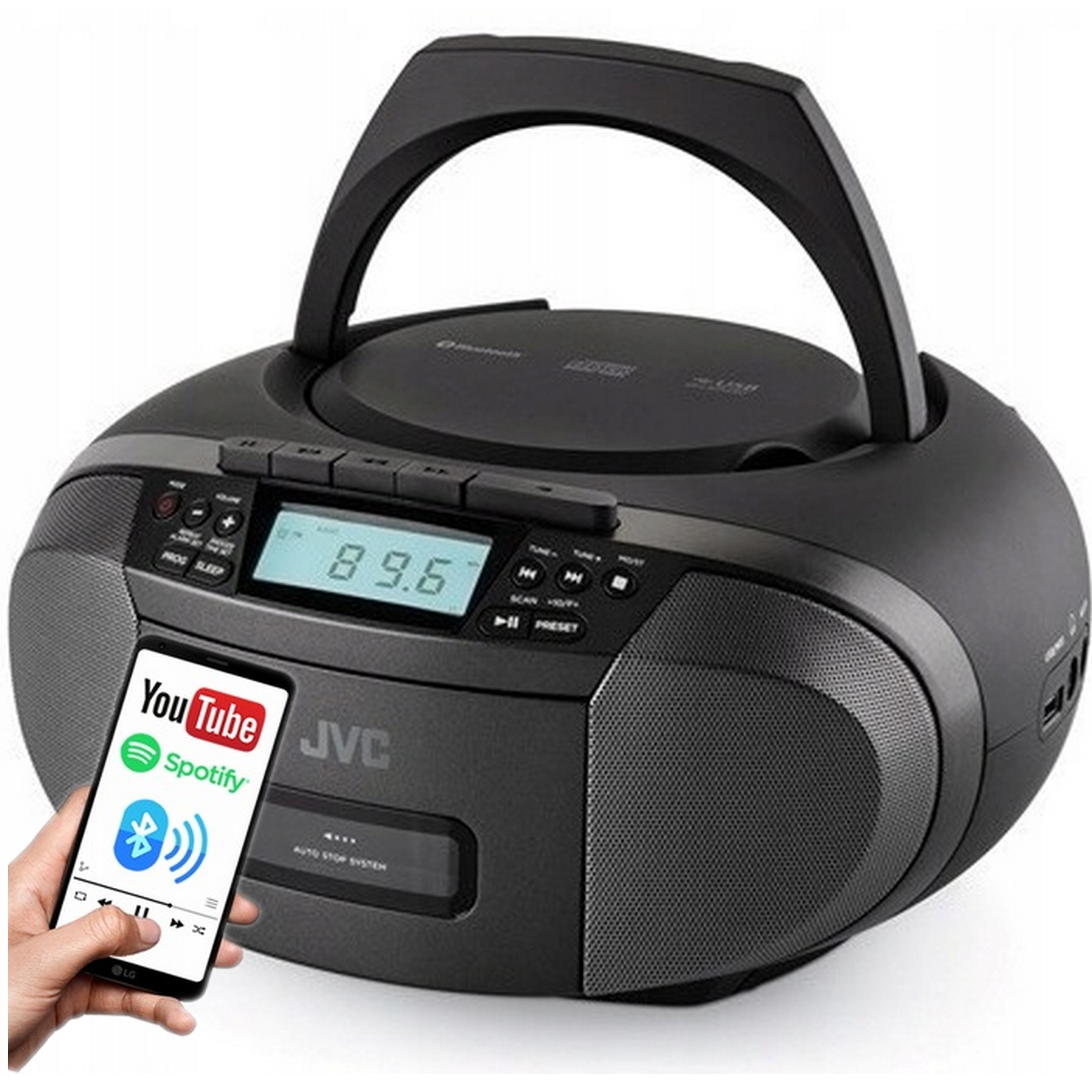 Radioodtwarzacz JVC boombox CD + KASETA USB MP3 BT radio AUX