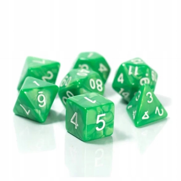 ZIELEŃ DRIAD ZESTAW 7 JADEITOWYCH KOŚCI RPG