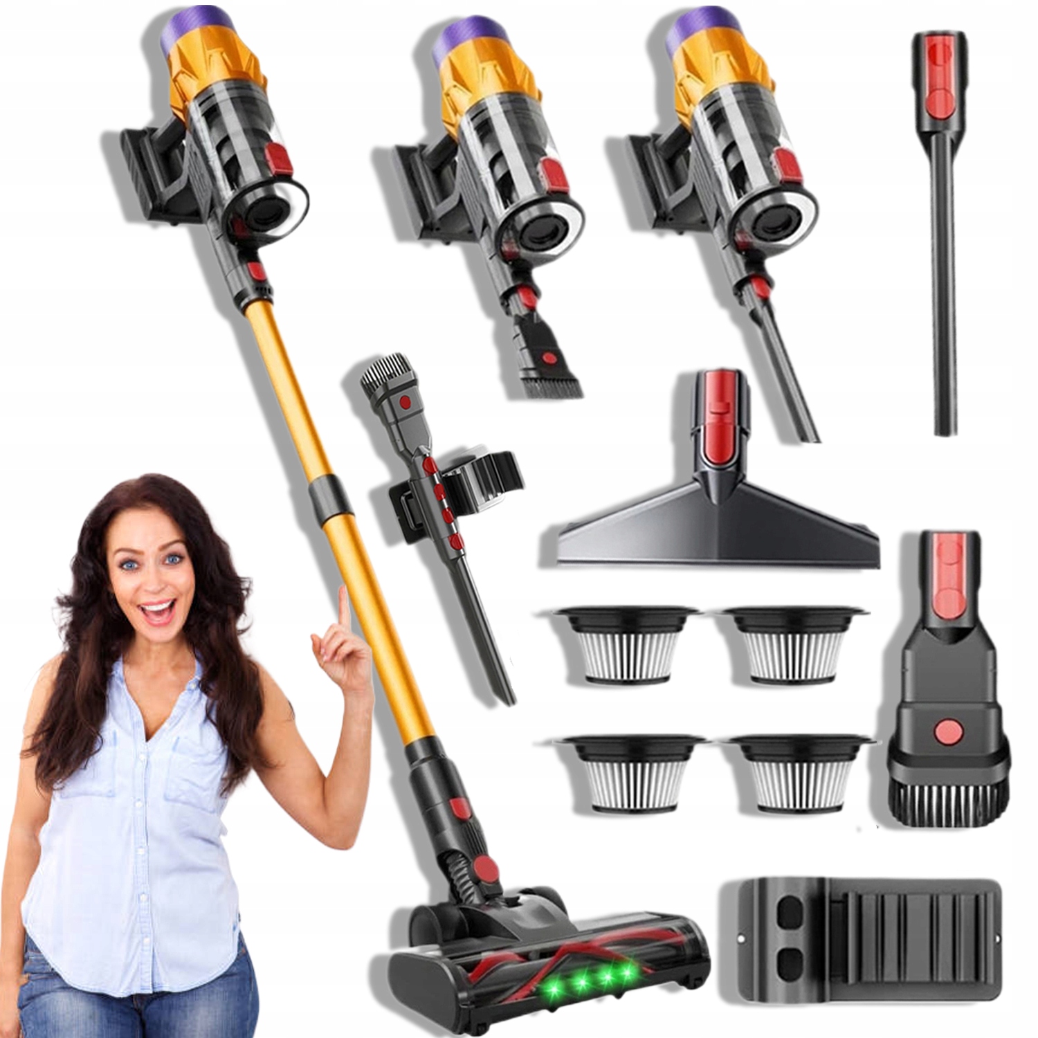 Mocny Odkurzacz Bezprzewodowy Pionowy Ręczny 6W1 Elektroszczotka 550W