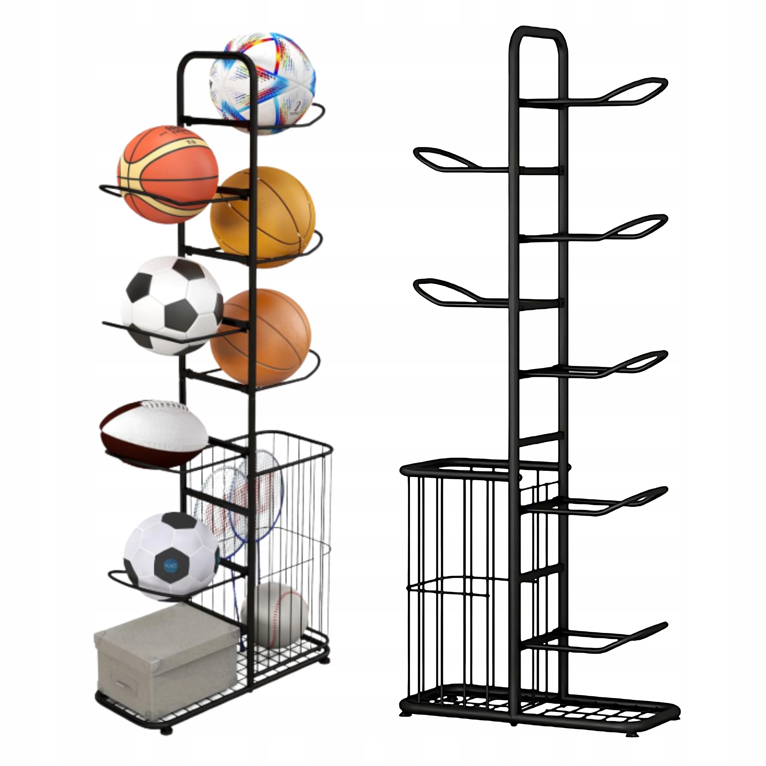 Organizér Stojan Na Míče Kovový Regál Držák Na Míč S Košem