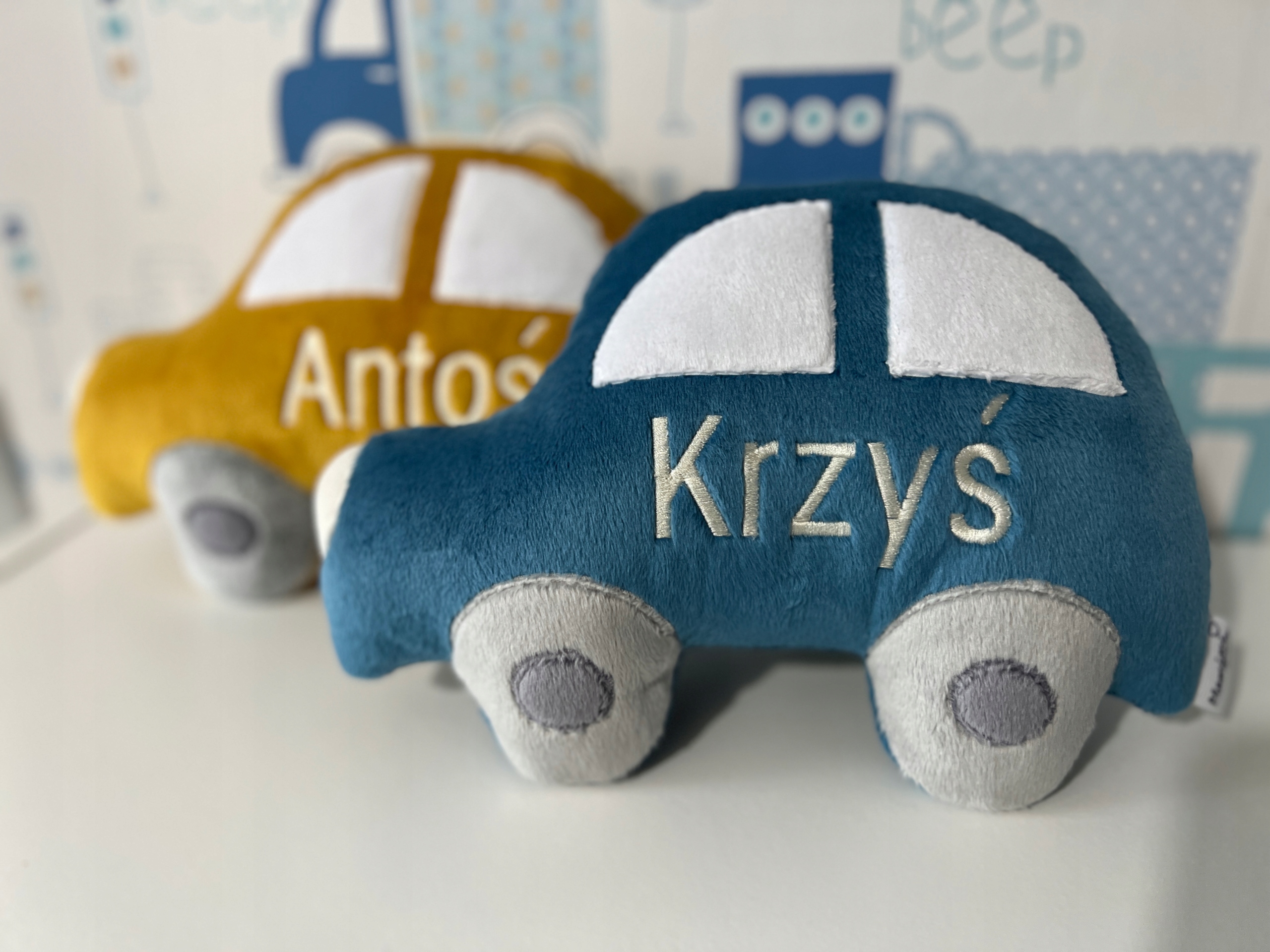 MINI PODUSZKA AUTKO, CHRZEST, PREZENT, NIAGARA Szerokość poduszki 18 cm