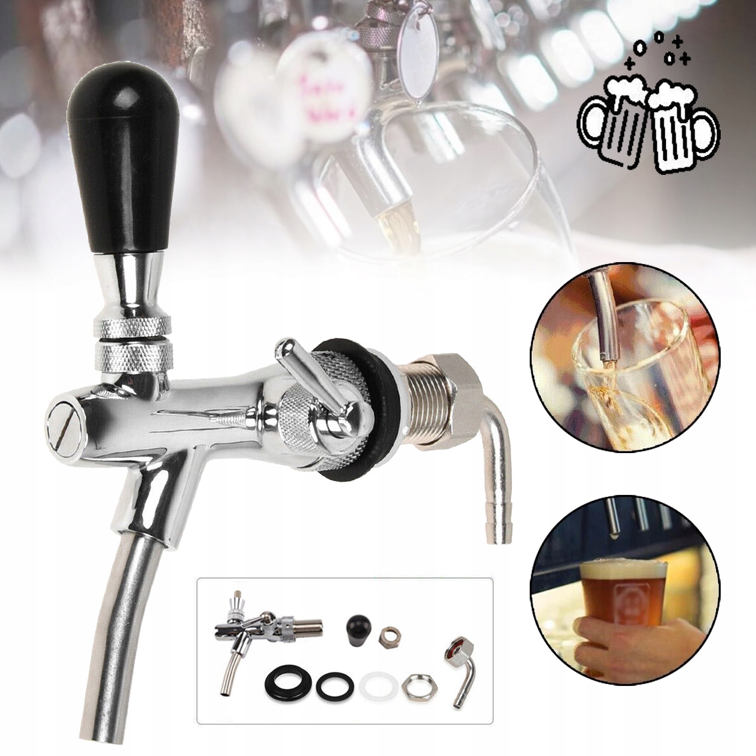 REGULOWANY KRAN DO PIWA Z KOMPENSATOREM, BECZKA DO PIWA HOMEBREWING KUREK