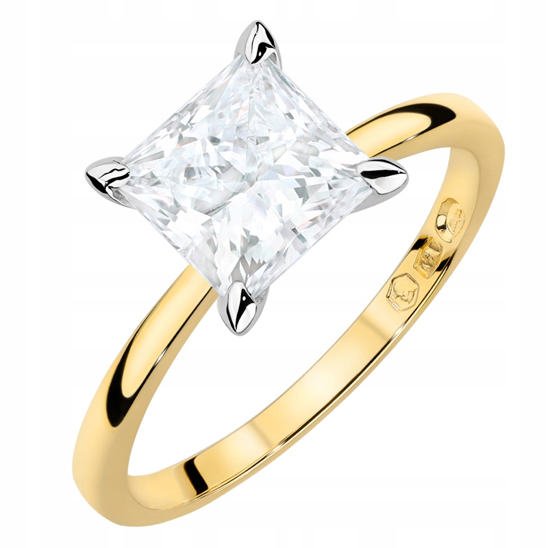 Zlatý Prstýnek pr. 585 s čtvercovým laboratorním diamantem 2,00 ct 14k