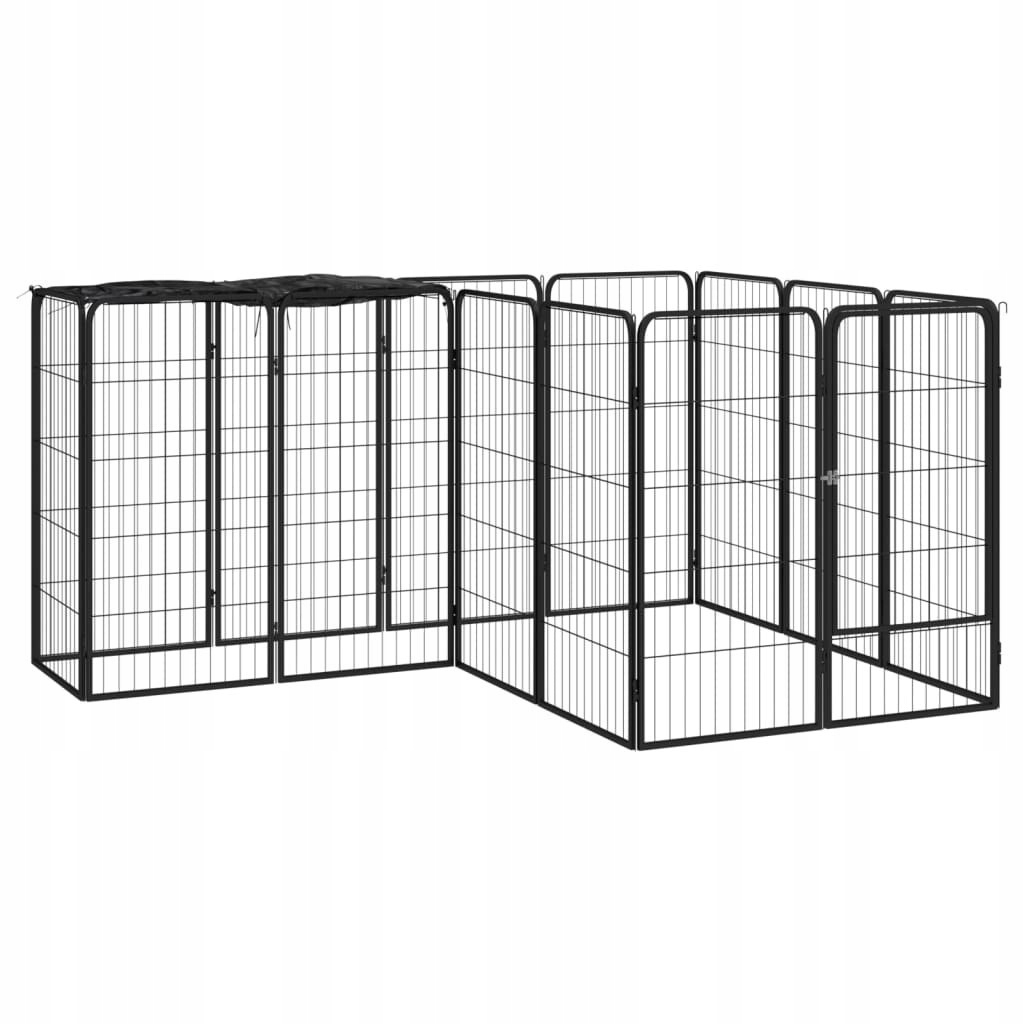 Levně Ohrádka pro psa, 14 panelů, černá, 50x100 cm, ocel
