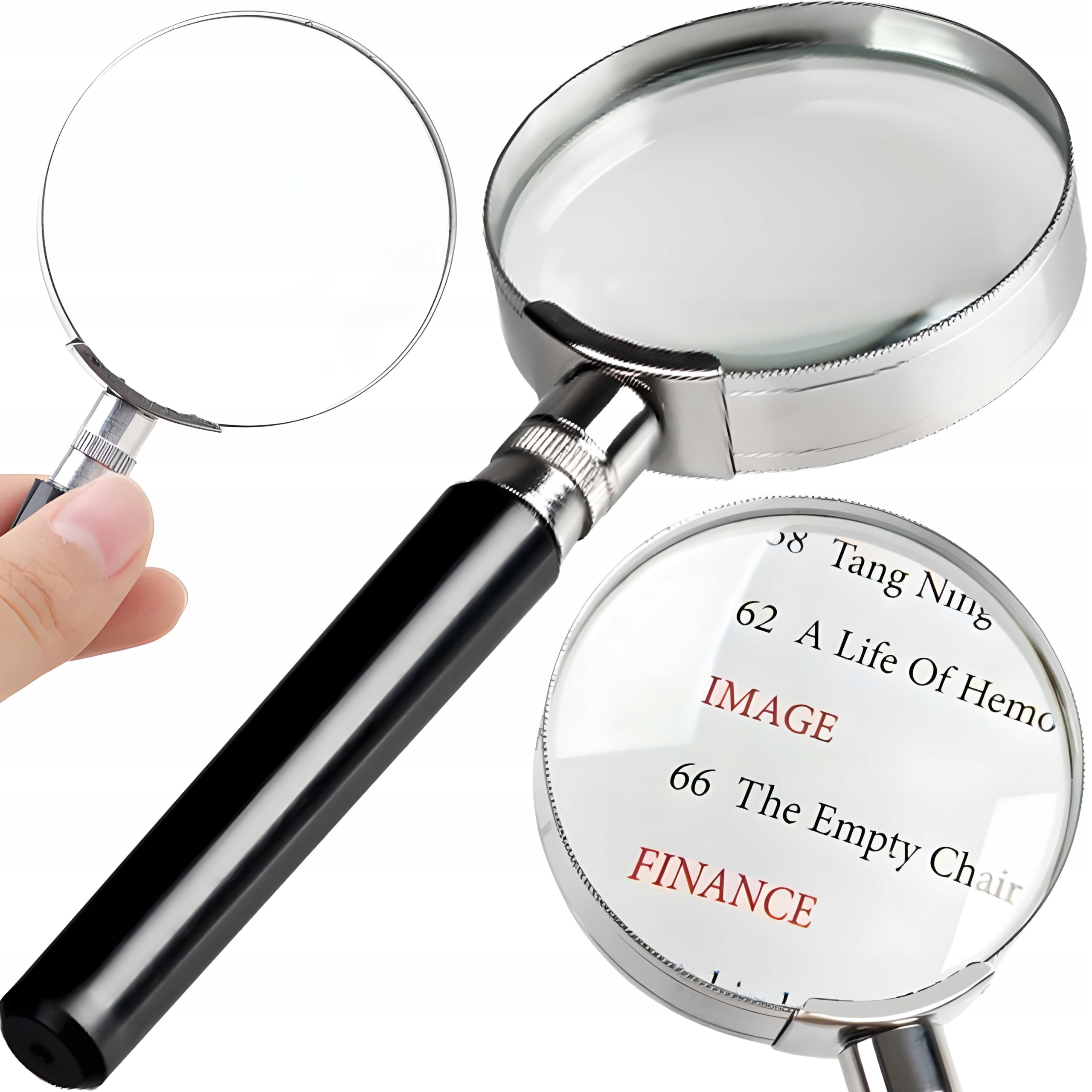 LUPA KLASYCZNA RĘCZNA SZKŁO POWIĘKSZAJĄCE SOCZEWKA