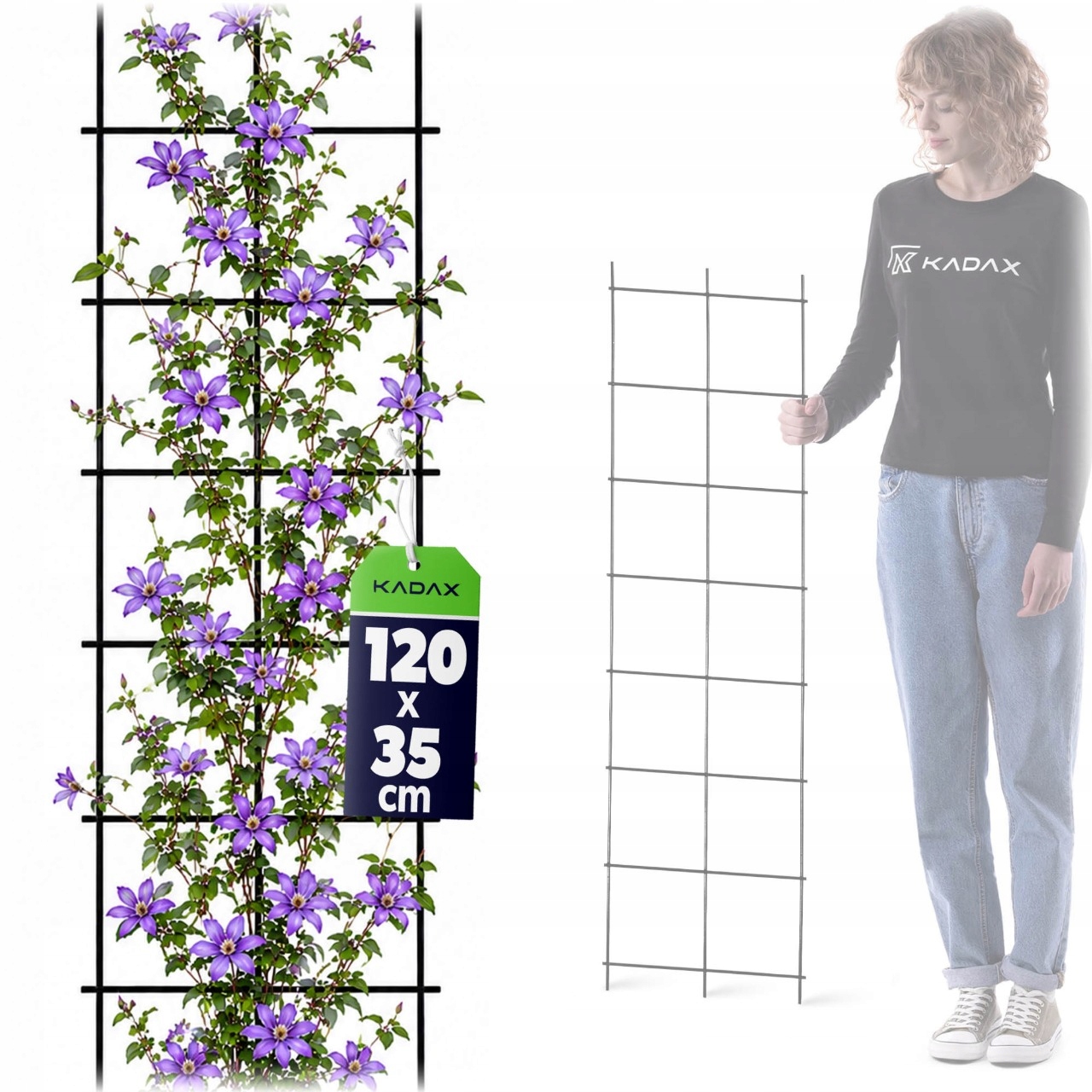 Zahradní Mřížka 35x120 cm Kovová Pro Květinové Rostliny Žebřík Na Popínavé Rostliny Silná
