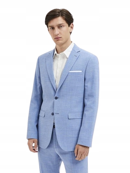 Selected Homme Modré Sako Len Vlna Slim Elegantní 54 N1E