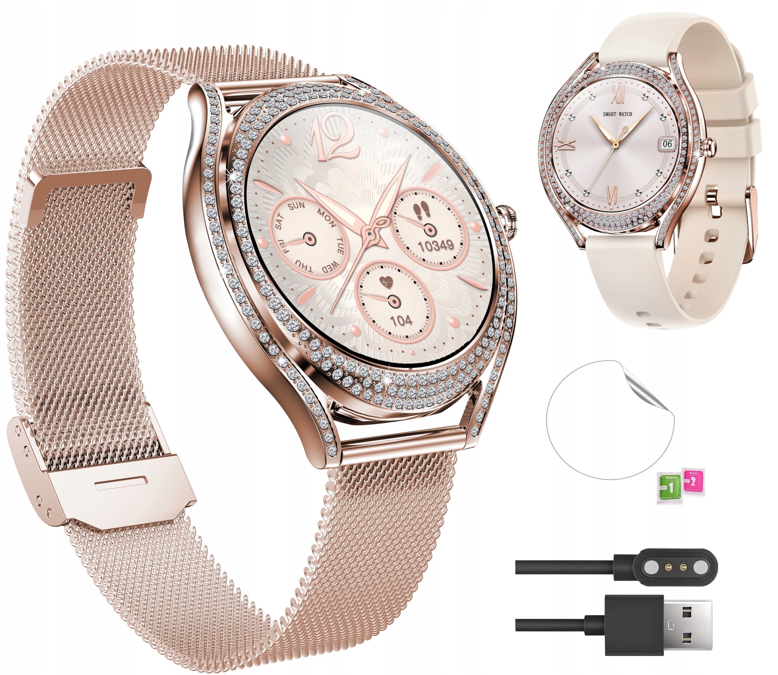 Smartwatch Damski Zegarek Modny złoty Rozmowy