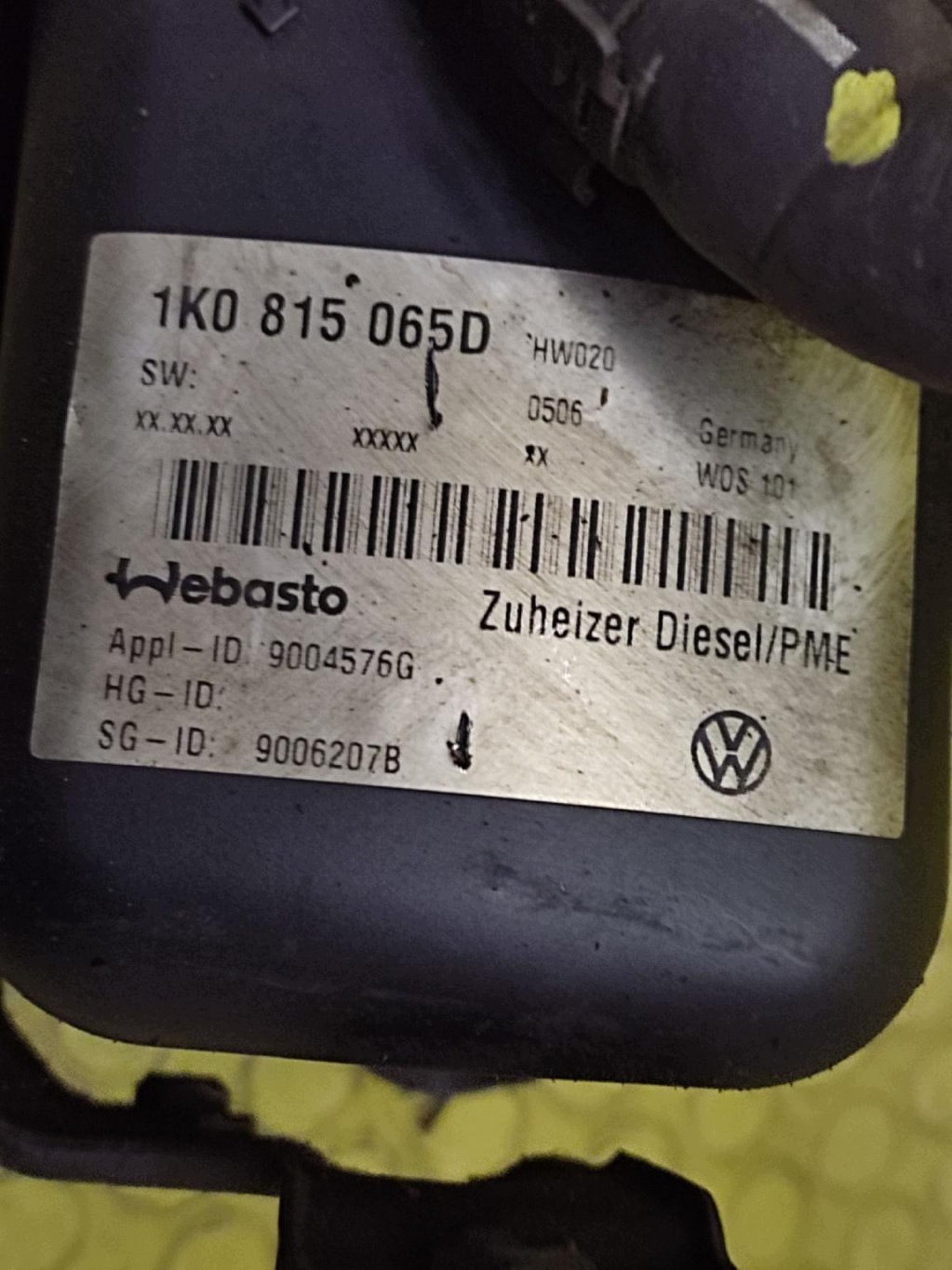 VW TOURAN and WEBASTO 1K0815065D