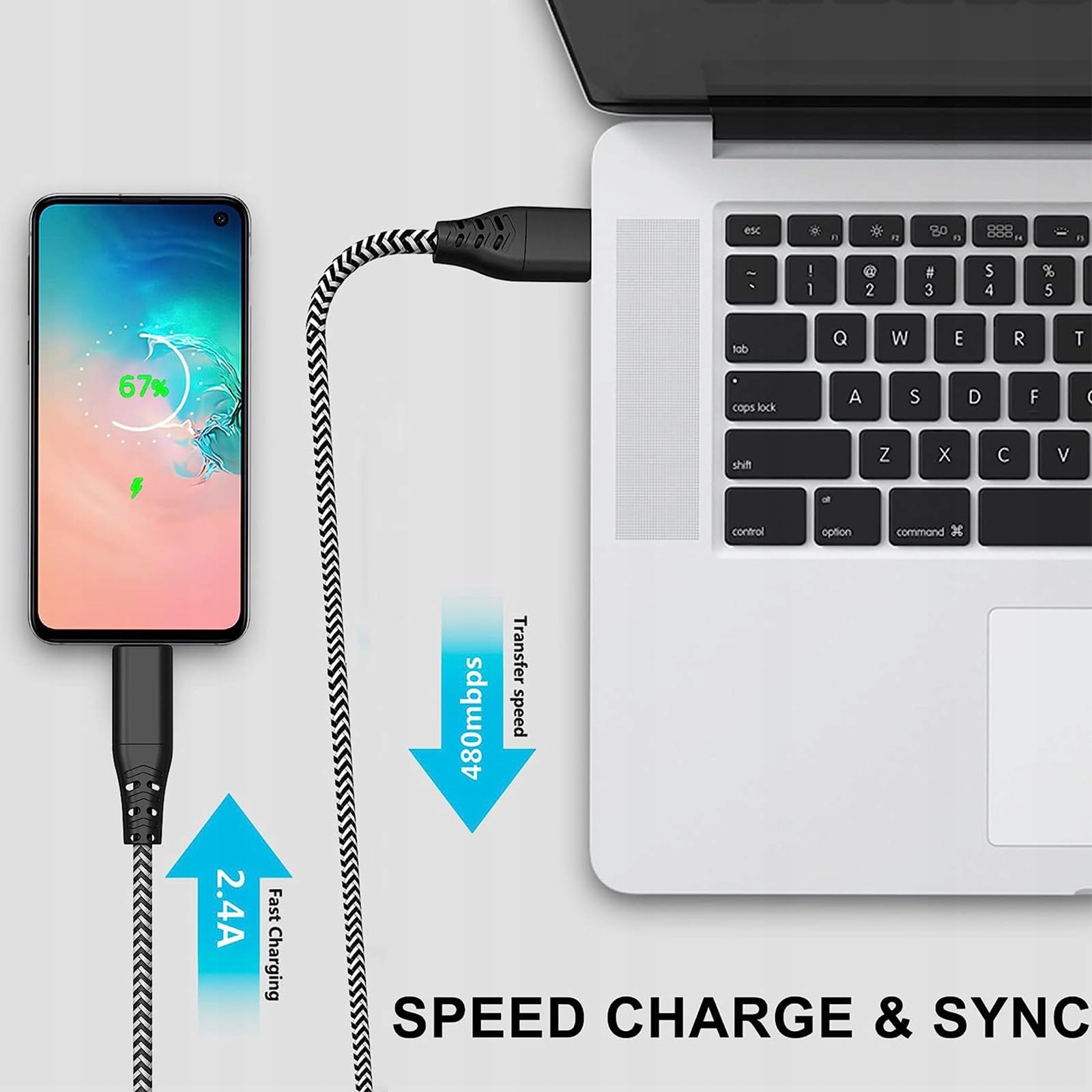 2ER-PACK USB ŁADOWARKA I KABEL USB C 2M DO ANDROIDY GALAXY LG TELEFONY — miniatura 5
