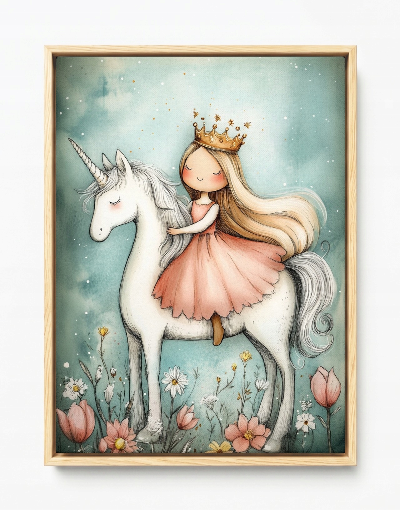 Obraz Rám American Box Rozprávka Princezná Jednorožec Fantázia 60x80