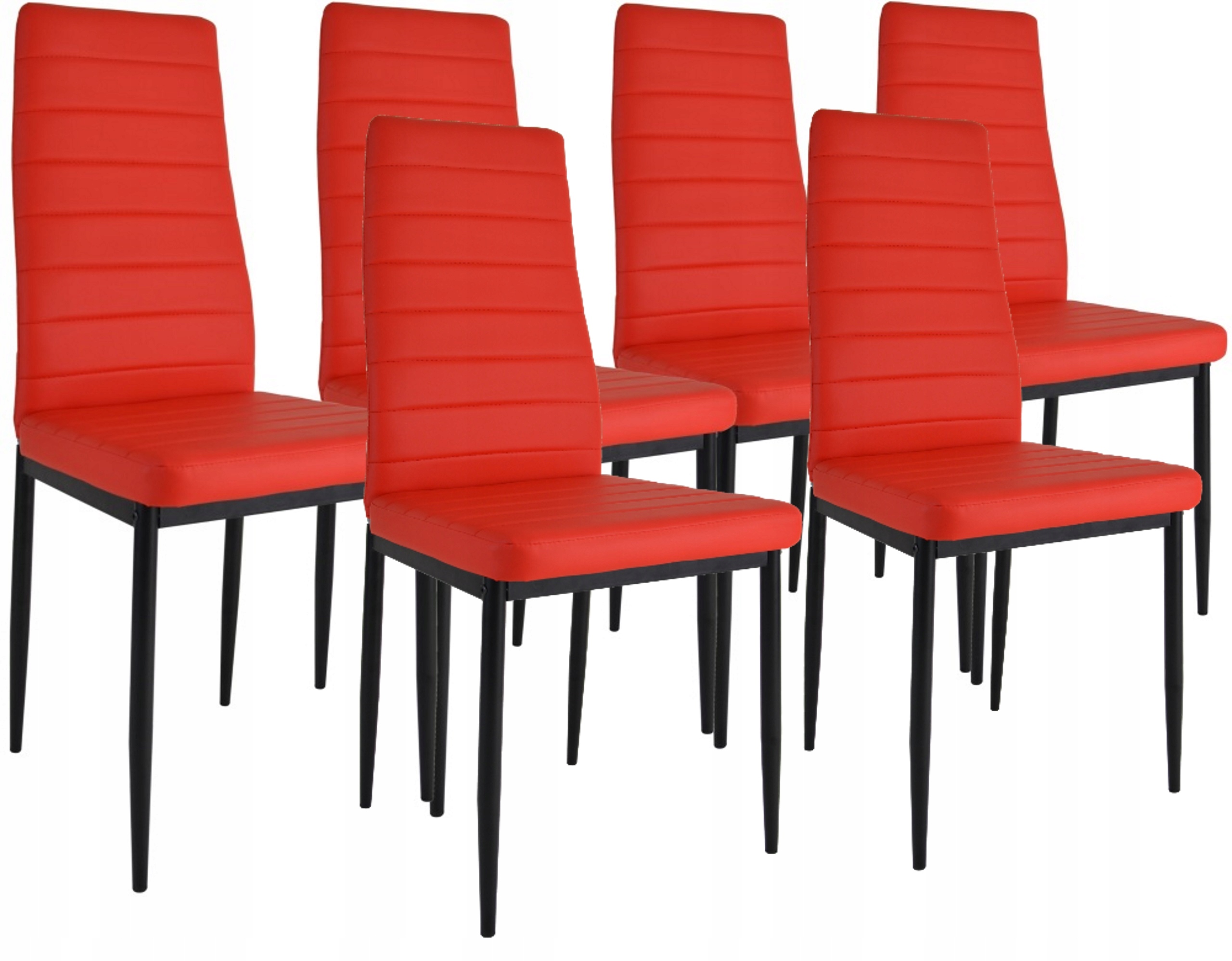 Sada 6 židlí Brand, čalouněná červenou barvou, moderní prošívaná kuchyň