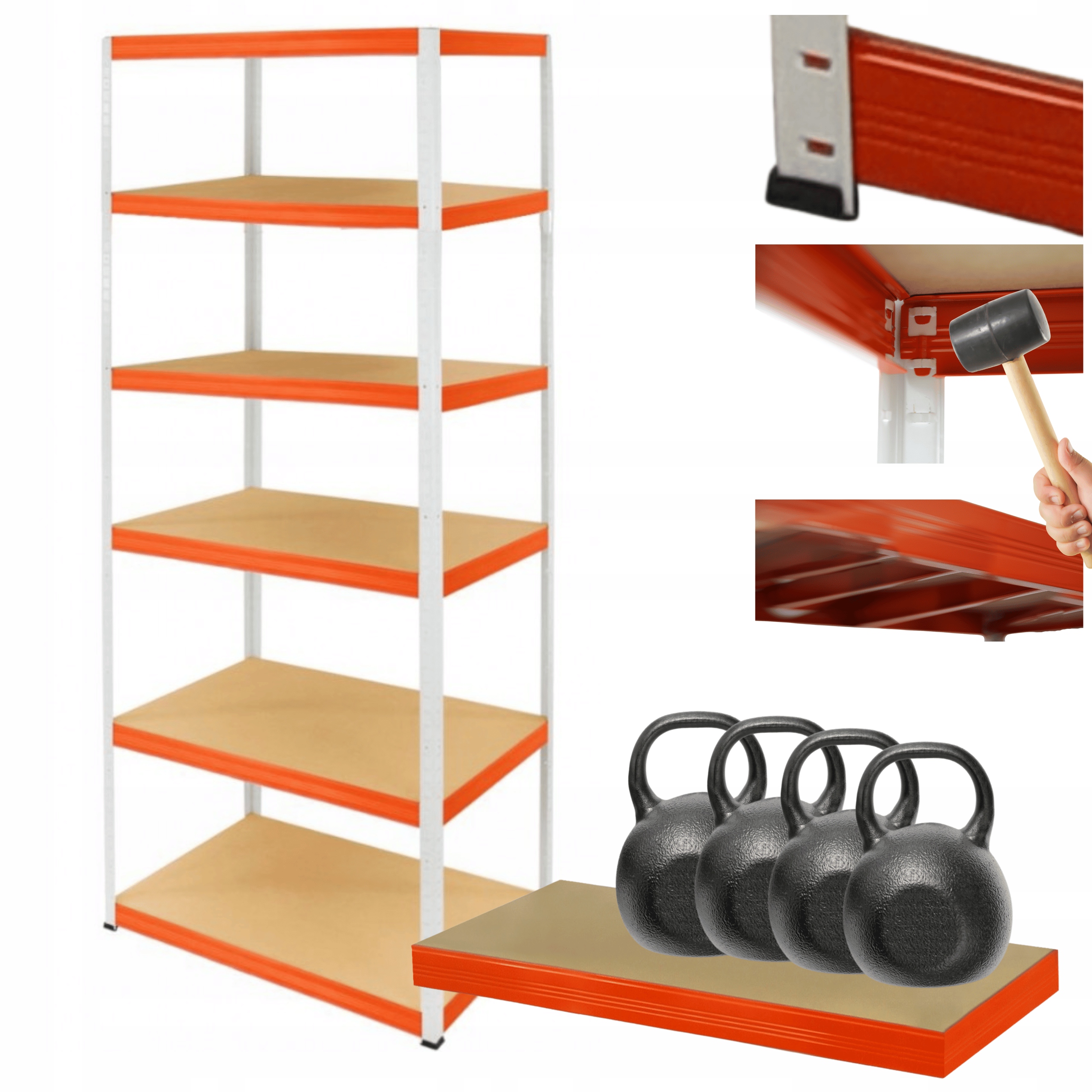 Dielenský regál kovový stojan Helios 196x120x35 cm 6Px400 kg Silný Poľský