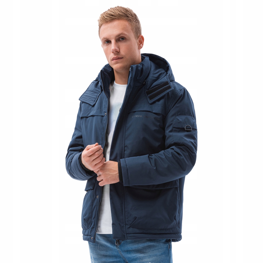 

Kurtka męska jesienna z kapturem C504 c. nieb S