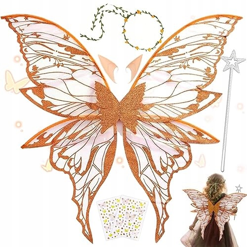 SKRZYDŁA WRÓŻKI DLA DOROSŁYCH ZESTAW USZAMI ELFÓW OPASKA KWIATKI do domu