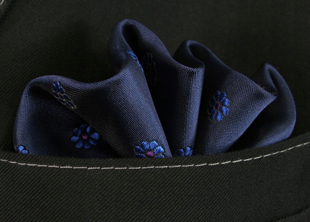 Granatowo-Niebieska Męska Poszetka -HIS STORY Materiał dominujący mikrofibra (mikrofaza)