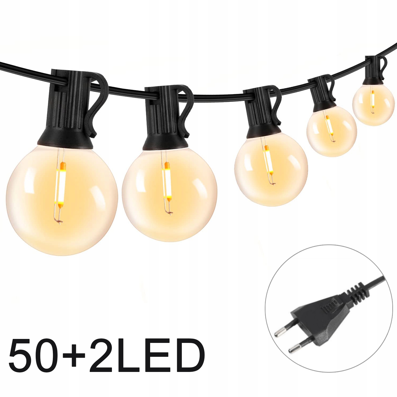 Zahradní Balkonová Led Světelná Girlanda 15M 52xŽÁROVKA G40 1W