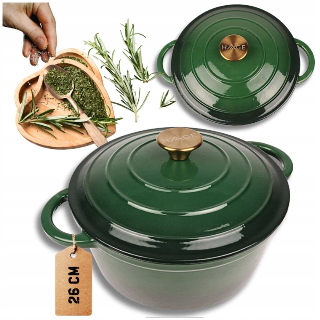 Smaltovaný Hrniec Liatinový 24 cm 4L Hage Zelený