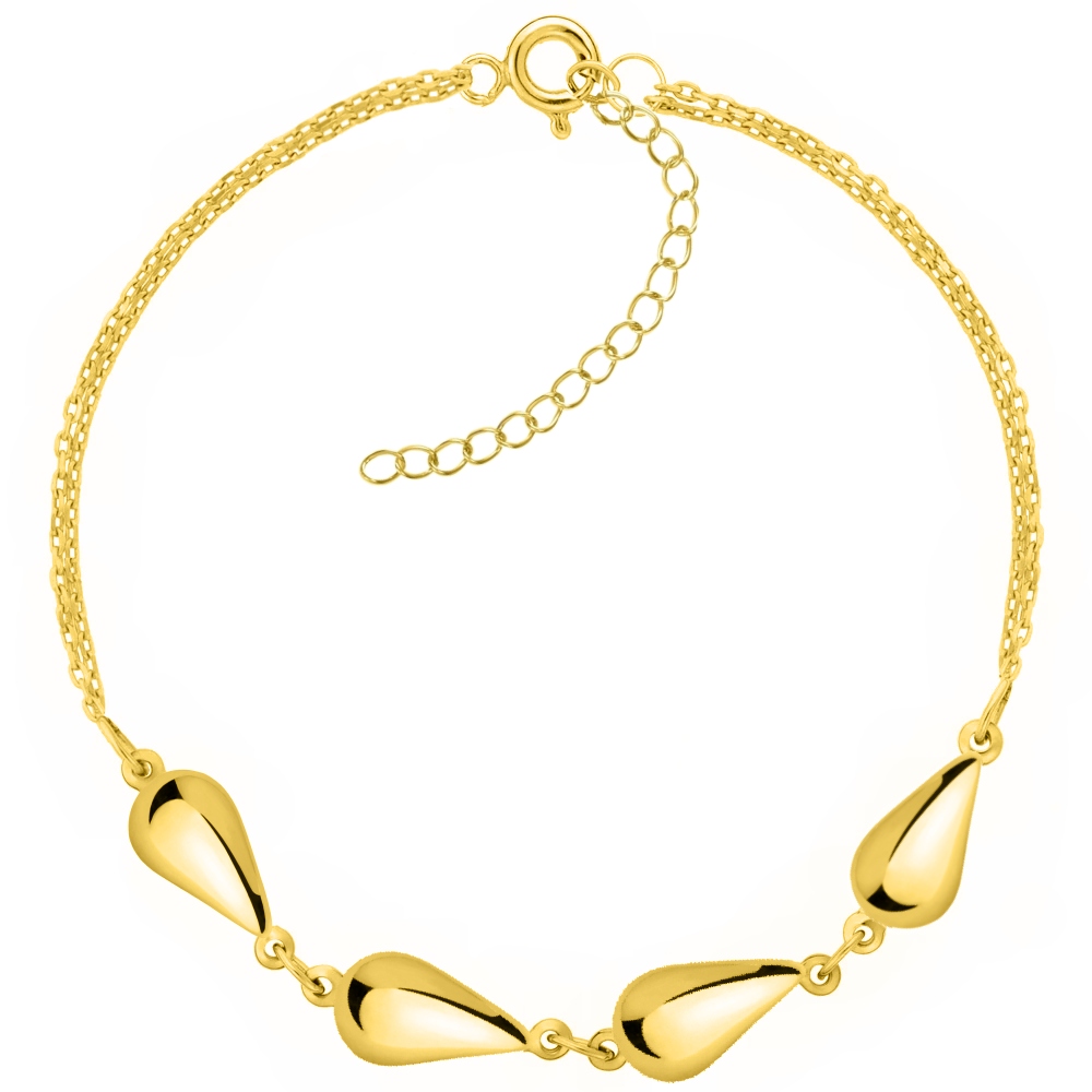 Stříbrný dámský náramek s kapkami, nastavitelný, stříbro, pozlacené, ryzost 925