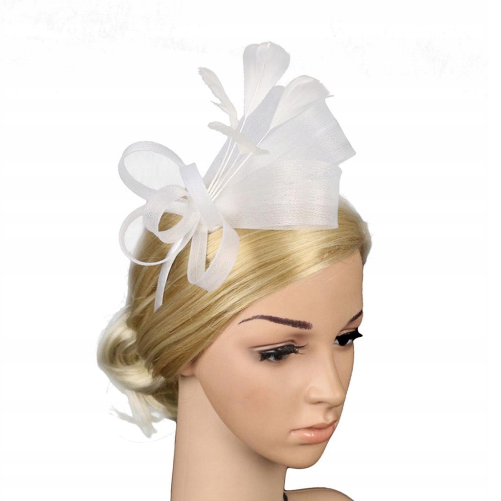 Damska opaska do włosów z fascynatorem, z piórami #1, biała Kod producenta Homtak-71006097