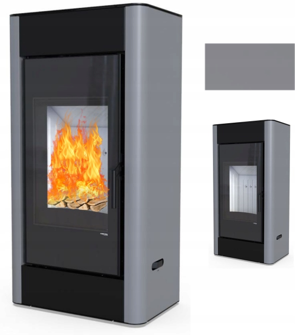 Piecyk wolnostojący Defro Solum Box Szary 9 kW koza kominek na drewno