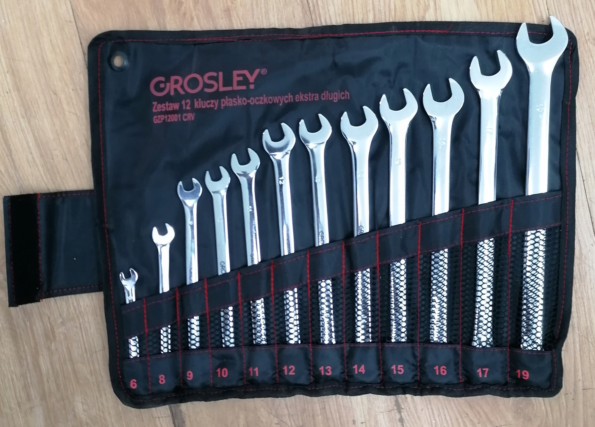 KLUCZE PŁASKO OCZKOWE ZESTAW 12 SZT EXTRA DŁUGICH Marka Grosley