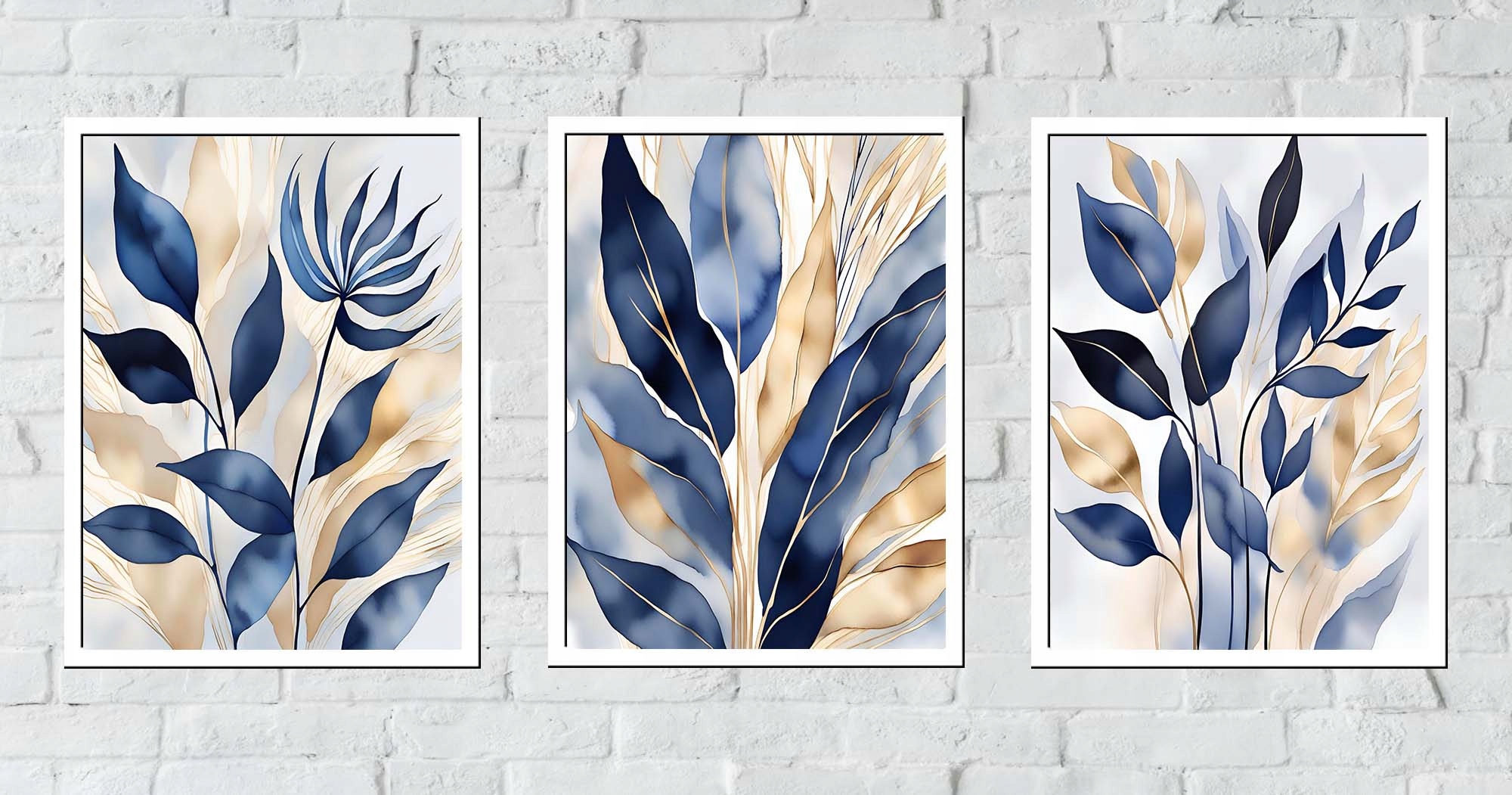 30x40 ZESTAW OBRAZY W RAMIE PLAKATY RAMKA LIŚCIE KWIATY NATURA SALON BOHO Marka Posterlove