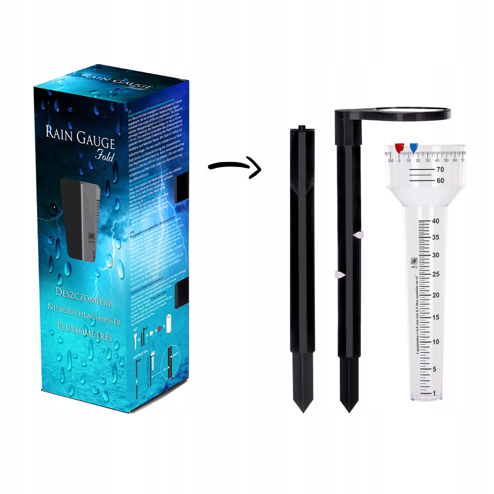 

Deszczomierz, miernik opadu Nowy wersja Fold