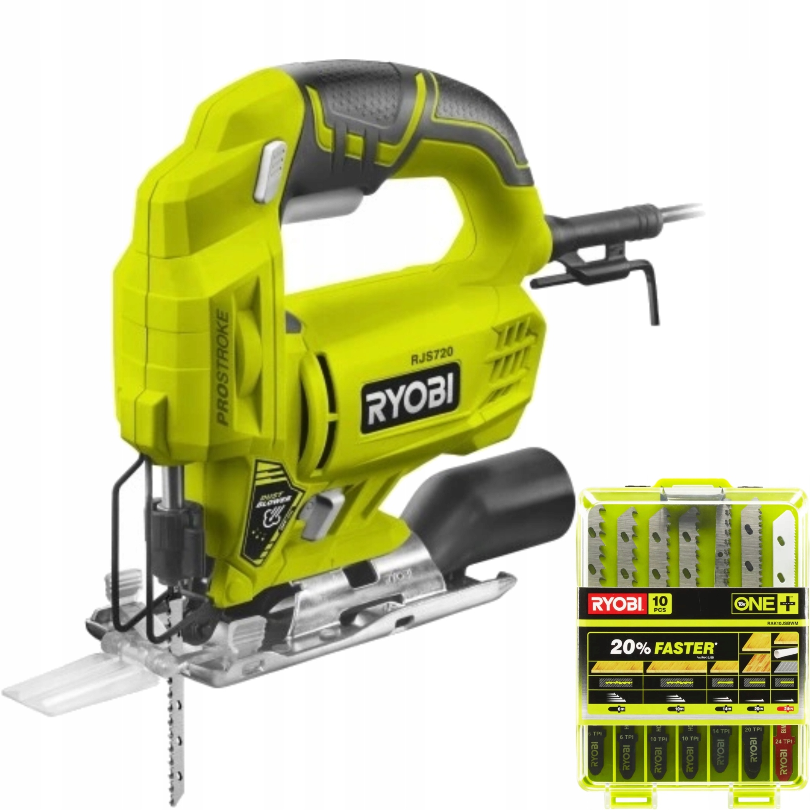 Ryobi Elektrická přímočará pila RJS720G 500W sada pilových listů 10 Ks