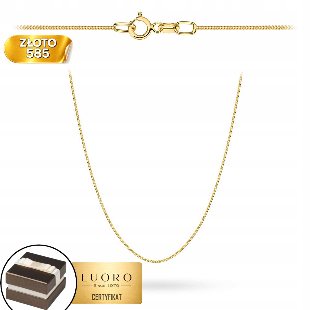 Řetízek Zlatý 585 14K Vazba Pancíř Hladký 50 CM Elegantní