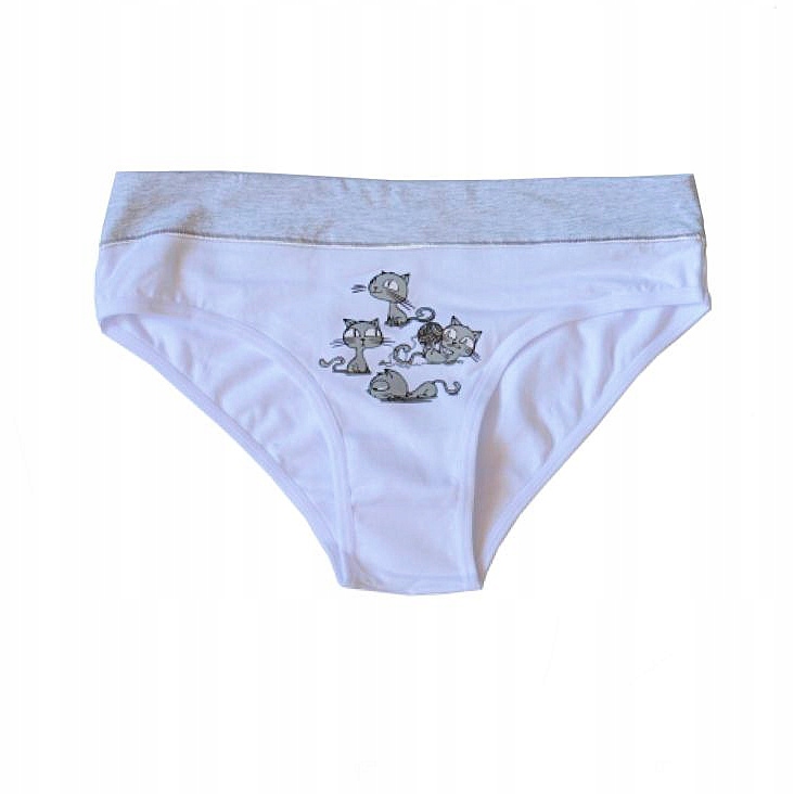 

Figi Majtki damskie bawełniane L/XL kotki białe