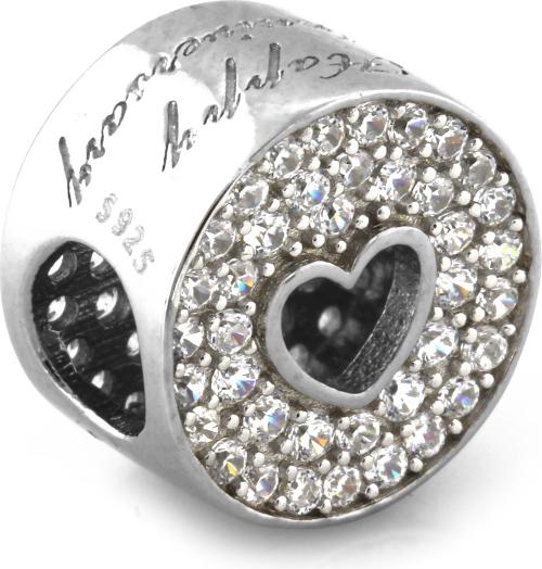 Stříbrný přívěsek 925 beads k náramky srdce zirkony je módní jako dárek