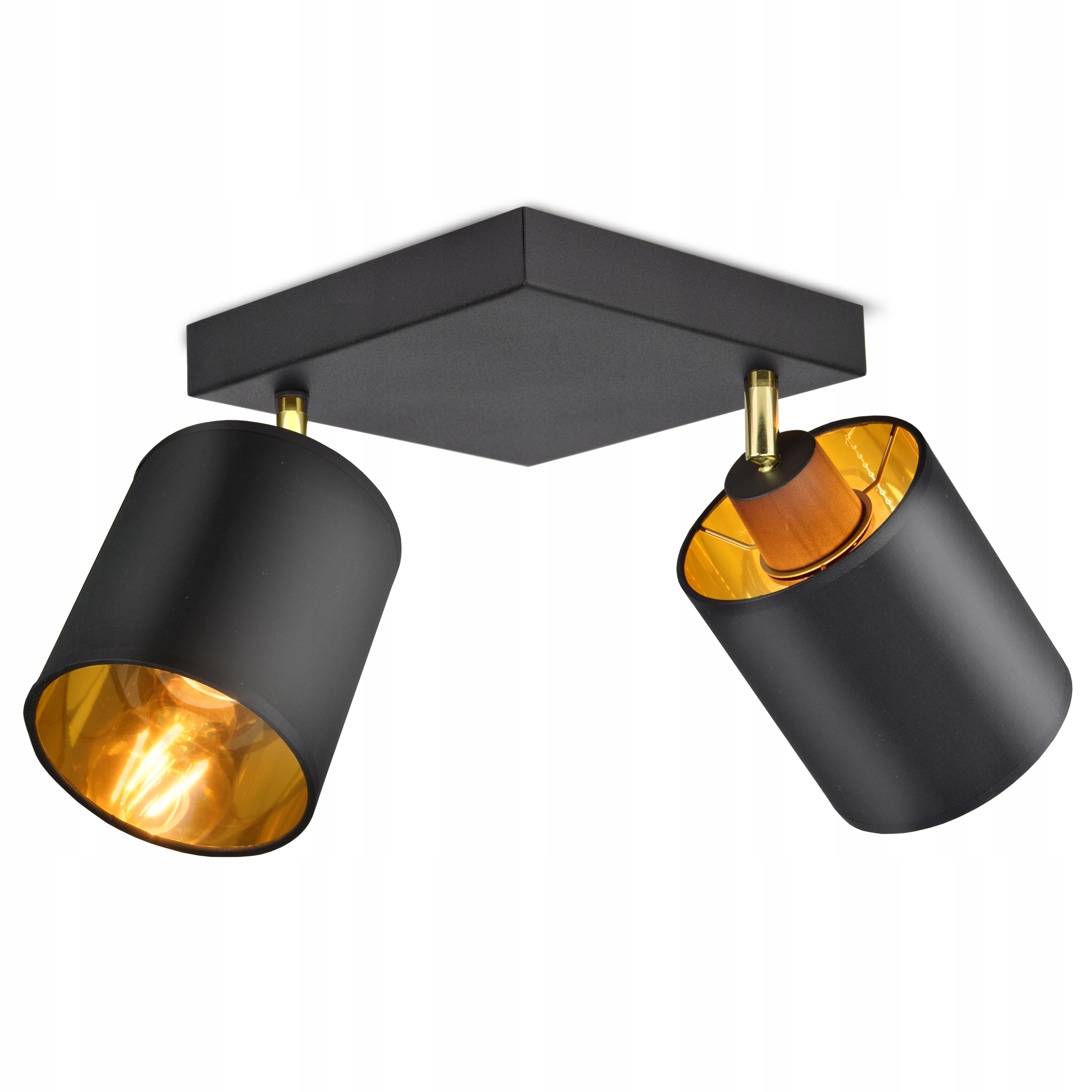 

Lampa Plafon Żyrandol Ruchome Abażury Czarny Złoty