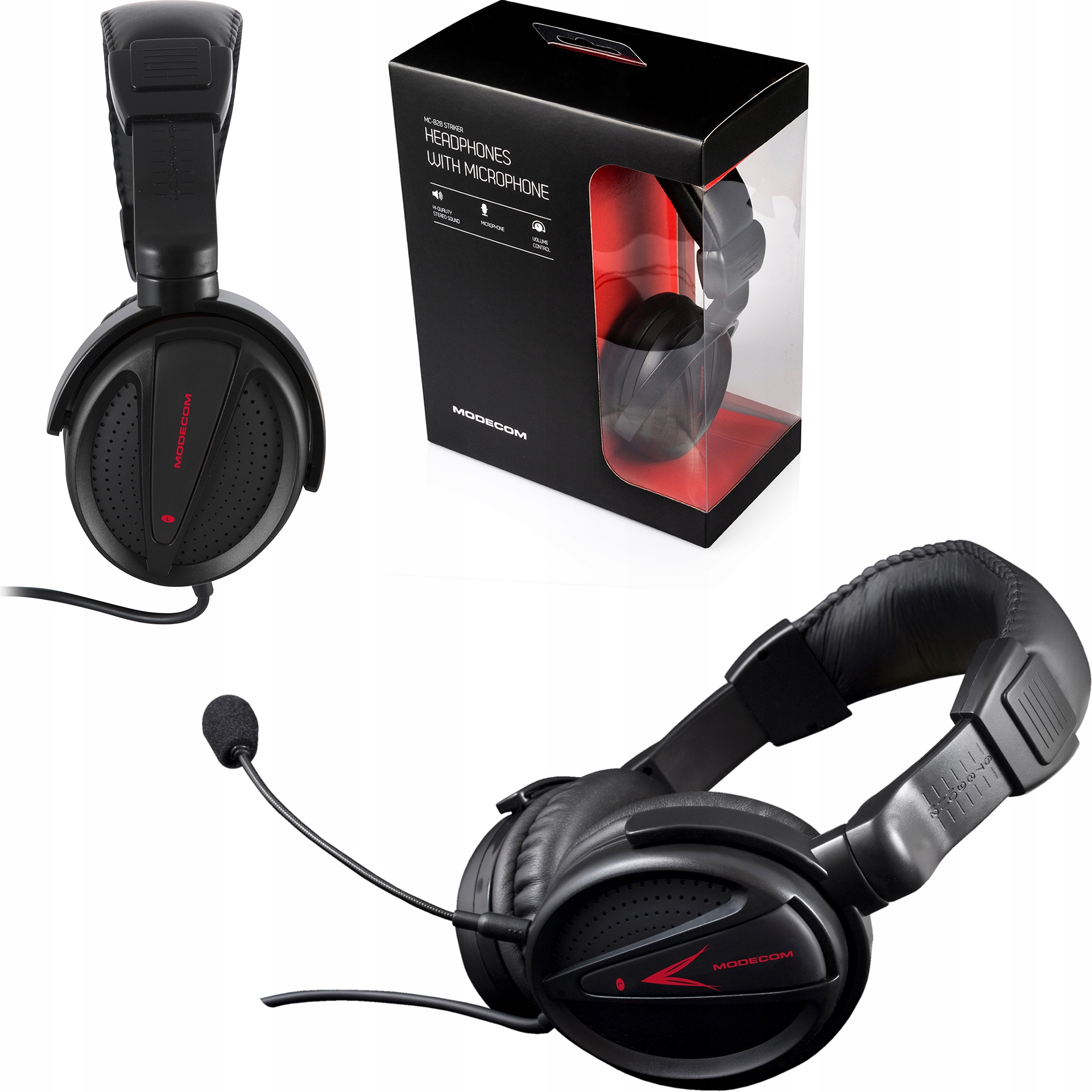SŁUCHAWKI GAMINGOWE Z MIKROFONEM NA PAŁĄKU - MODECOM VOLCANO MC-828 STRIKER Konstrukcja zamknięta