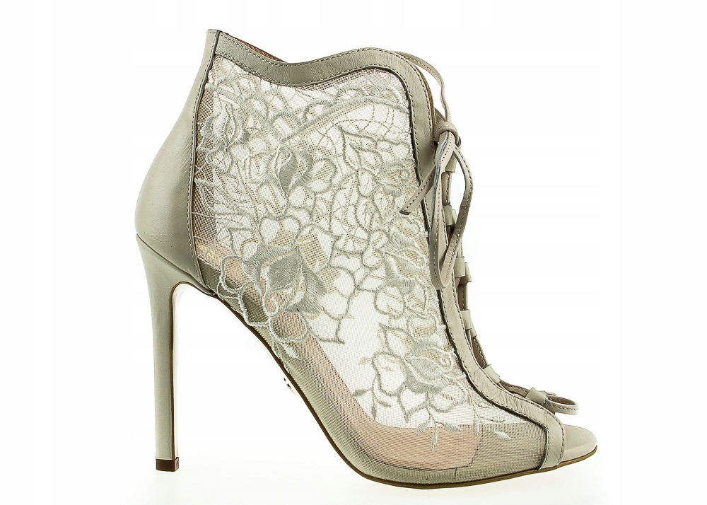 Béžové Kožené Podpatkové Sandály Victoria Gotti 36