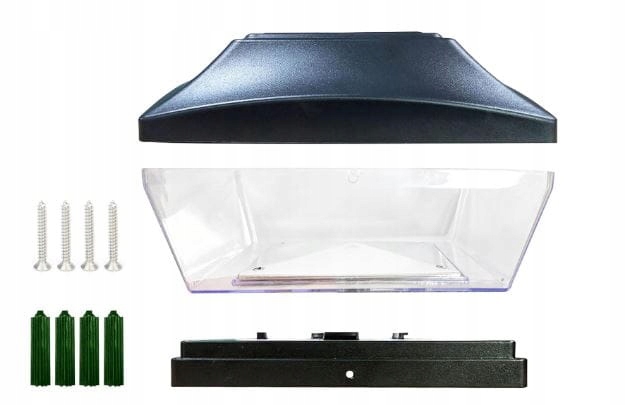 LAMPA LED SOLARNA OGRODZENIOWA NA SŁUPEK - CZARNA