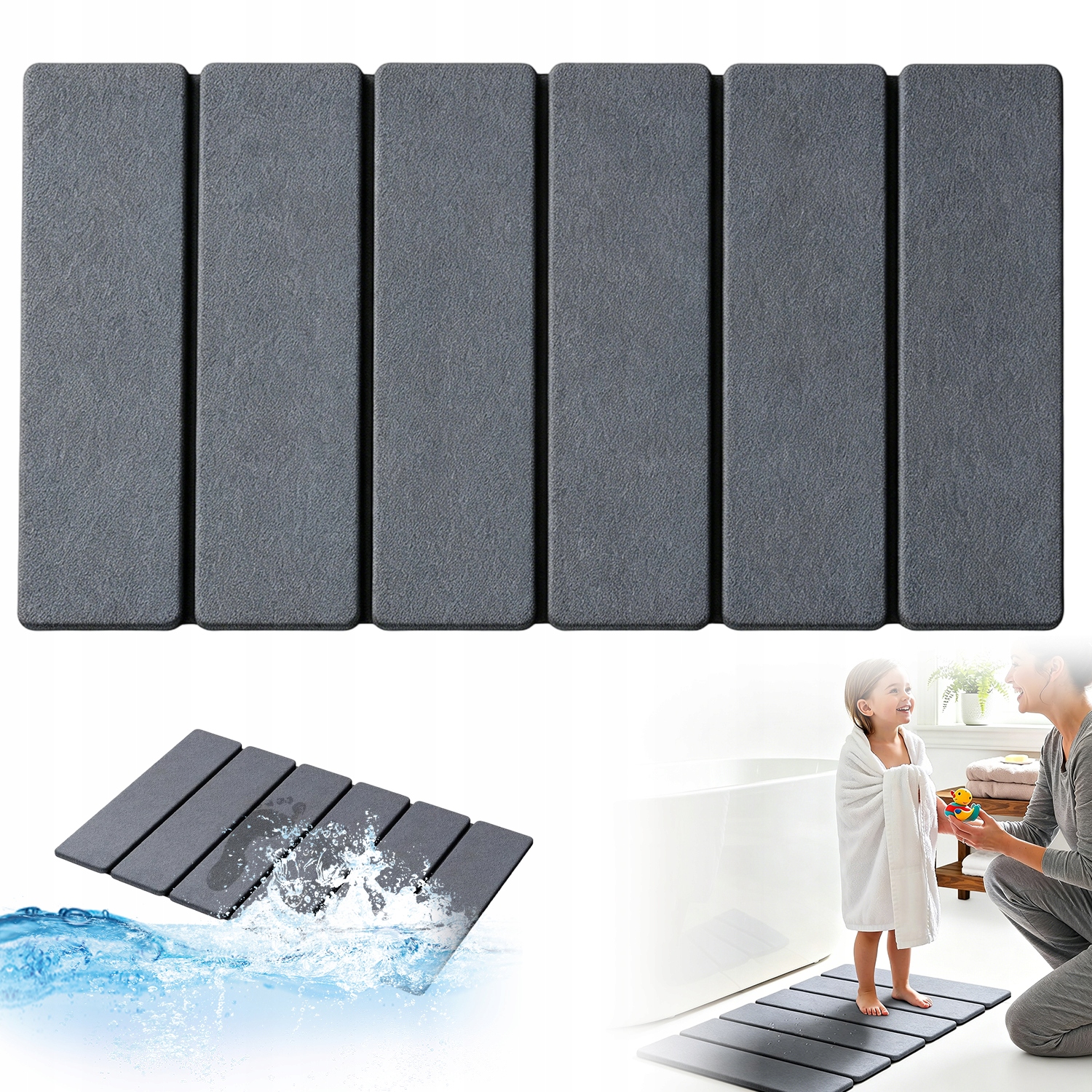 Kamenná Koupelnová Podložka 60X39 CM Diatomit Absorpční Protiskluzová